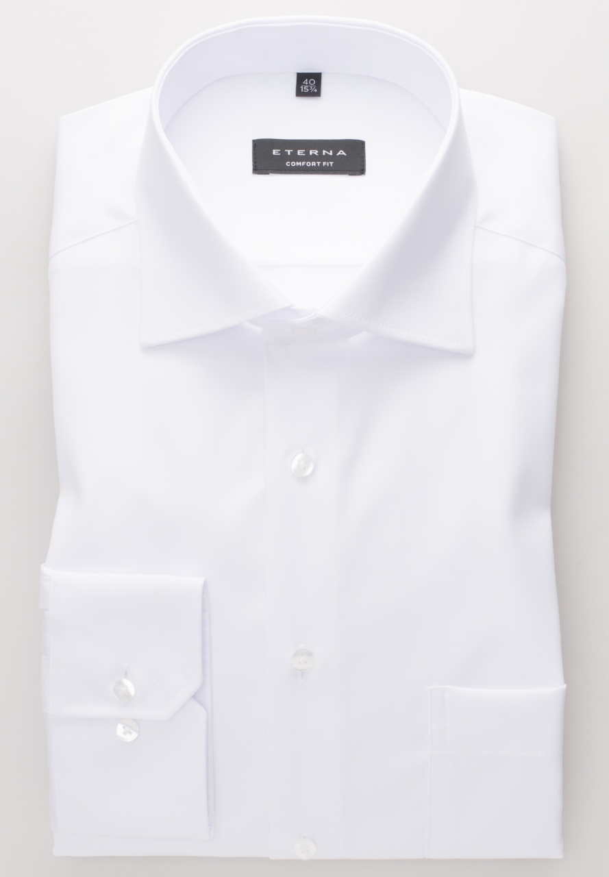 ETERNA Comfort Fit biela nepriesvitná košeľa Cover dlhý rukáv Non Iron