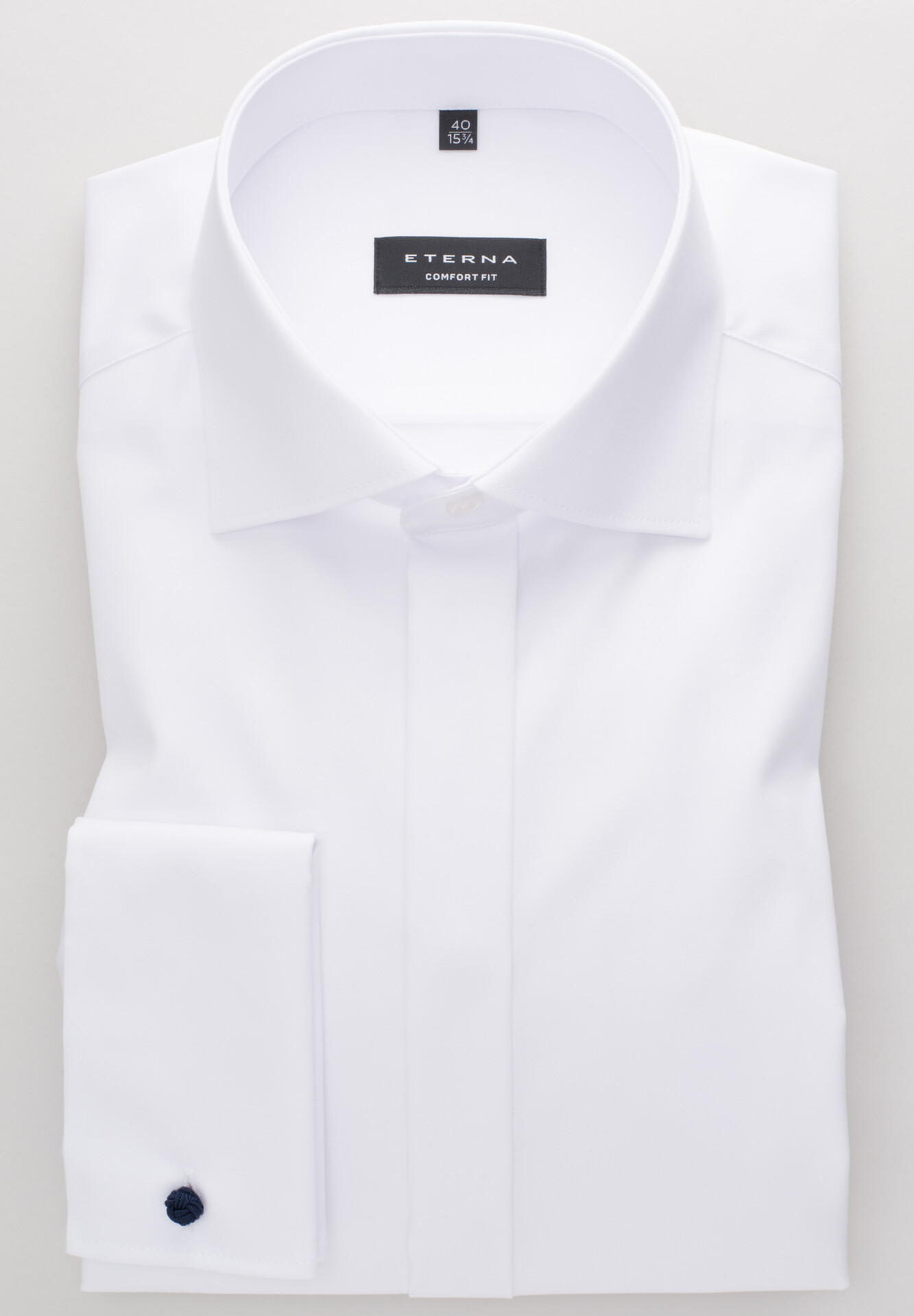 ETERNA Comfort Fit biela nepresvitajúca košeľa Rypsový keper 100% bavlna Non Iron na manžetové gombíky