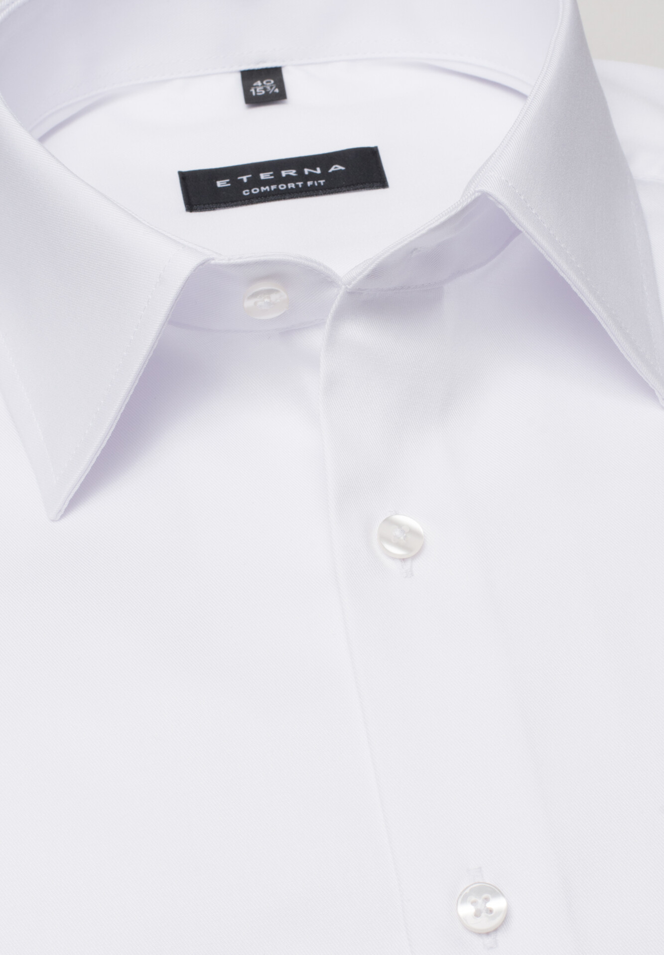 ETERNA Comfort Fit biela nie presvitajúca košeľa dlhý rukáv Rypsový keper Cover