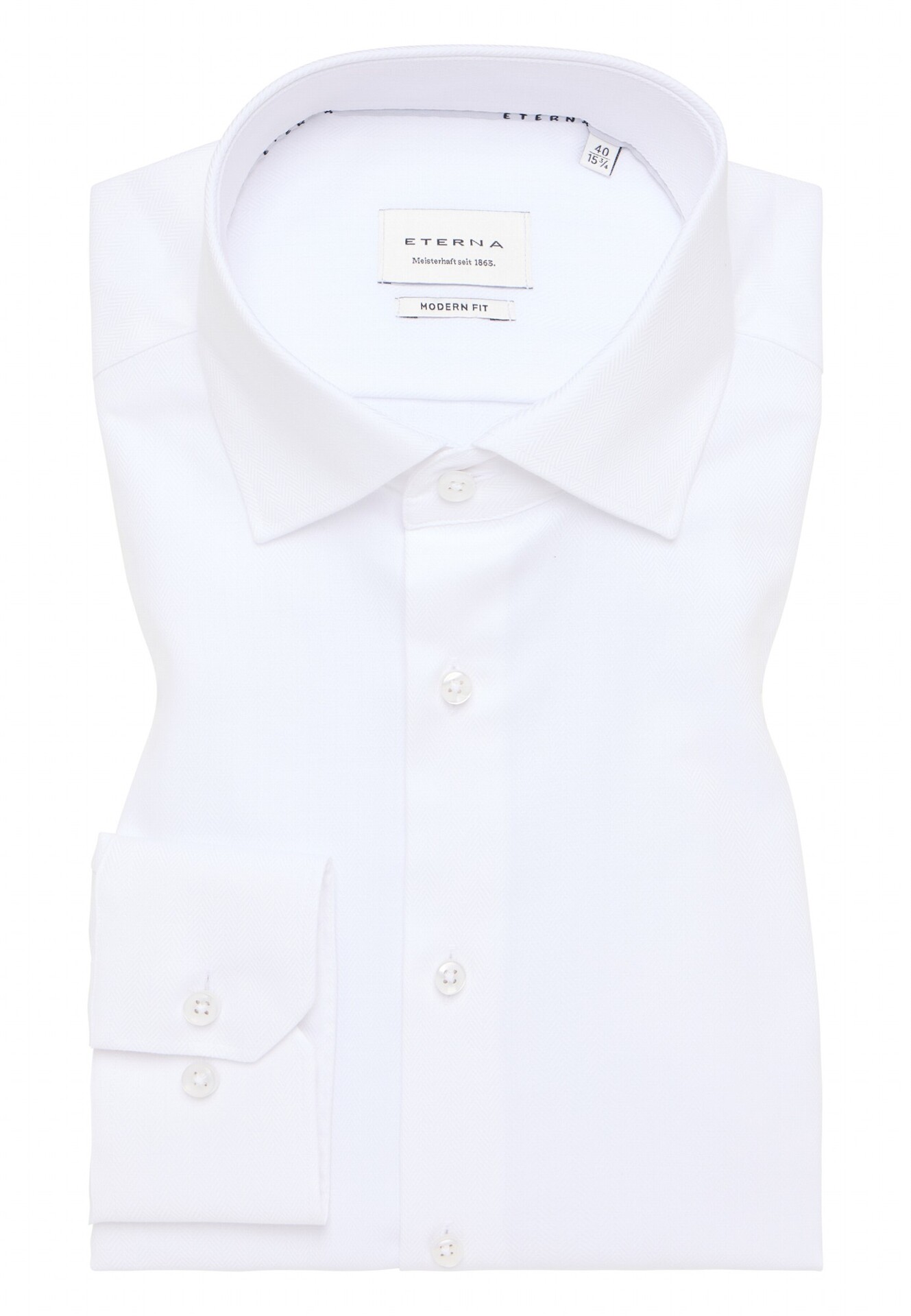 Luxusná pánska košeľa ETERNA Modern fit Herringbone biela 100 % bavlna Non Iron
