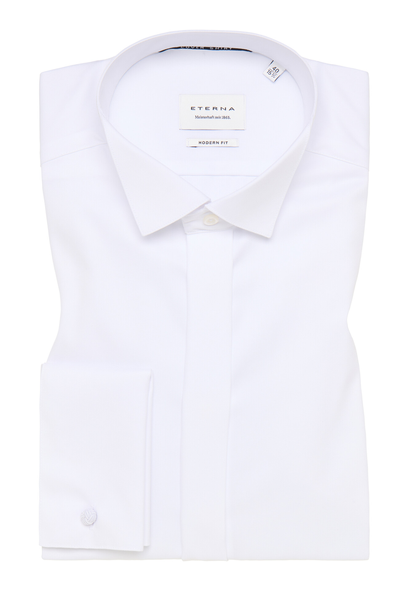ETERNA Modern Fit fraková biela nepresvitajúca košeľa dlhý rukáv Rypsový keper Non Iron 100% bavlna Francúzska manžeta Cover