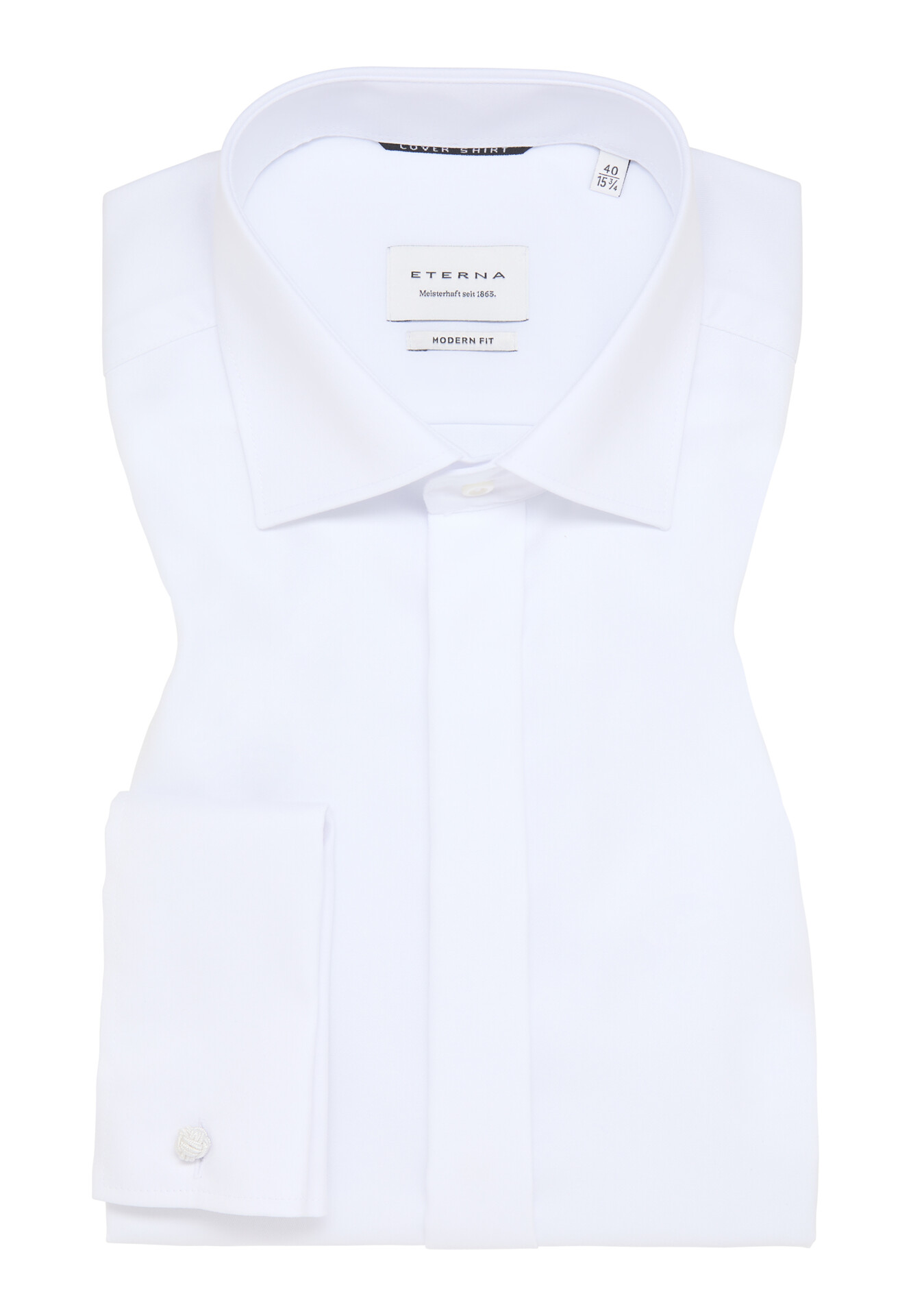 ETERNA Modern Fit biela nie presvitajúca košeľa Cover Rypsový keper - Predlžený rukáv  68 cm
