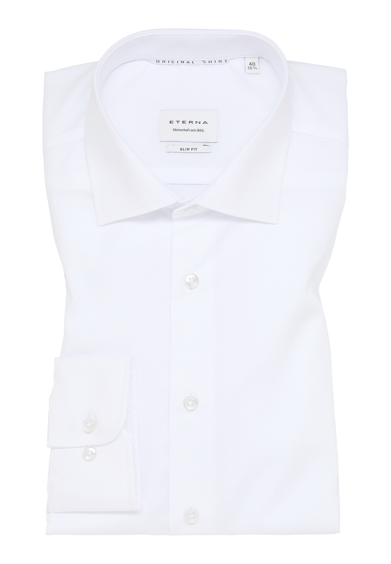 ETERNA Slim Fit biela košeľa pánska dlhý rukáv Popelín