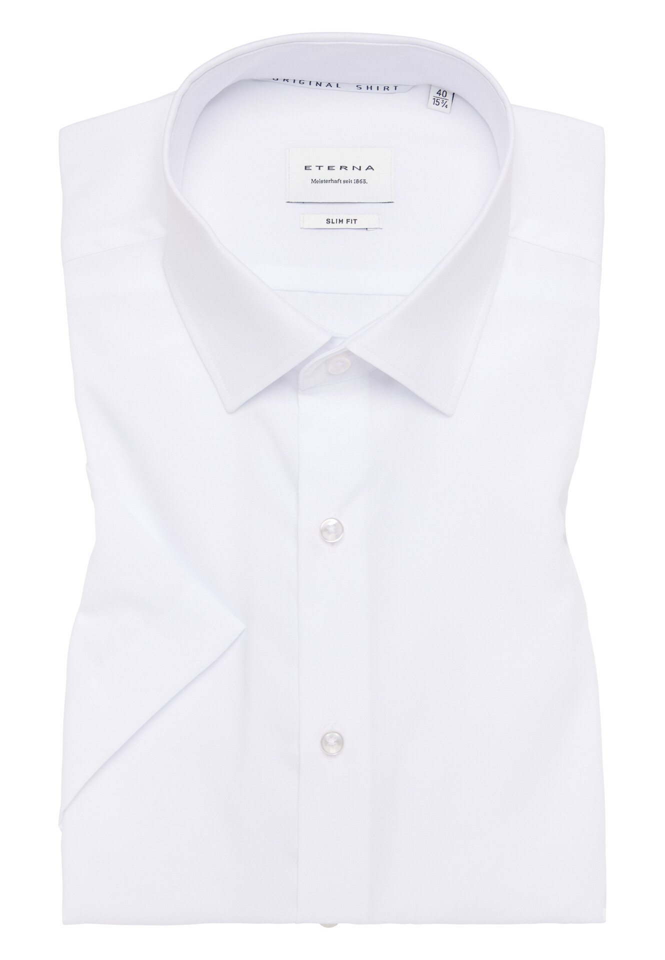 Pánska biela popelínová košeľa ETERNA Slim fit s krátkym rukávom