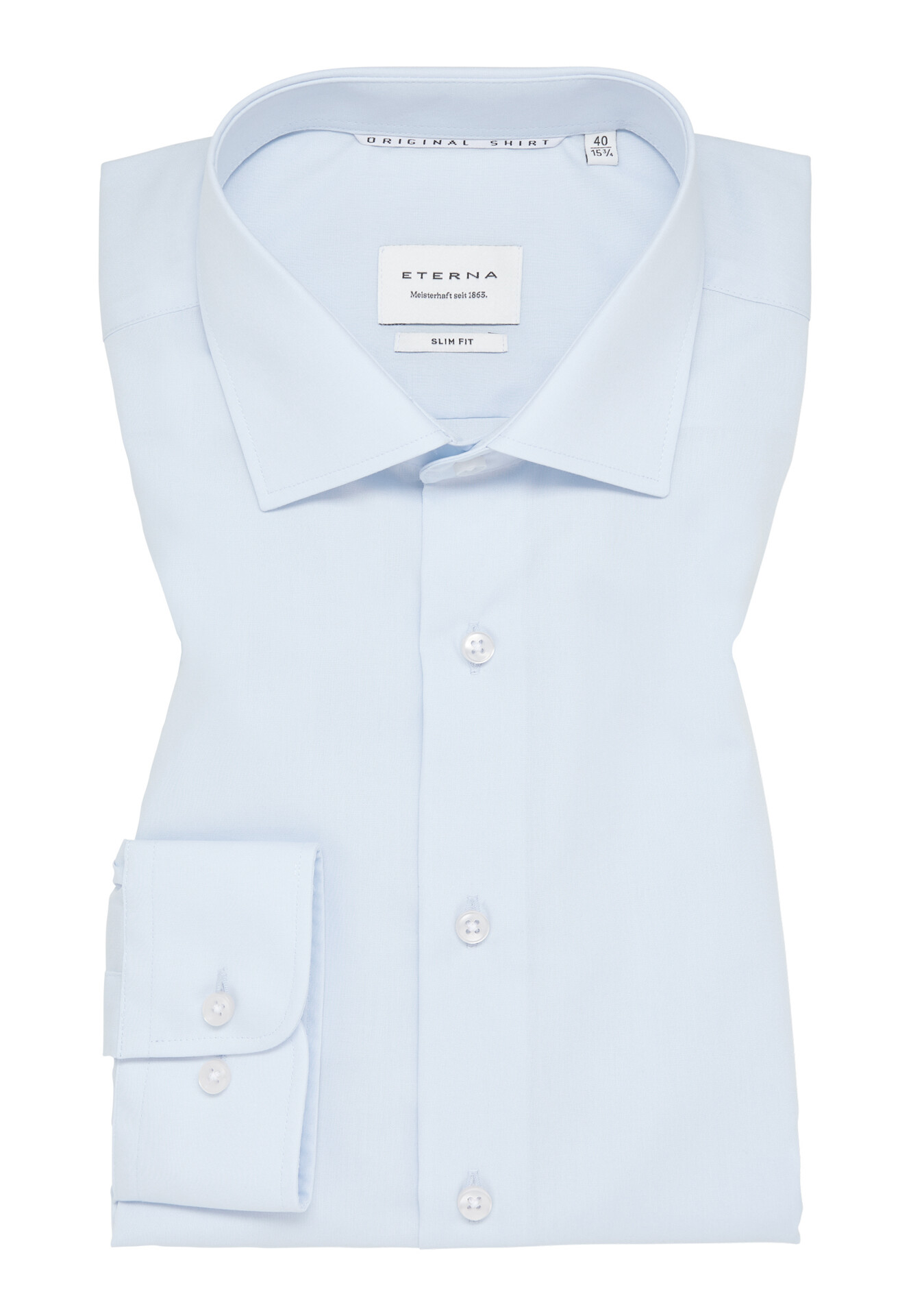ETERNA Slim Fit svetlomodrá košeľa pánska dlhý rukáv Popelín