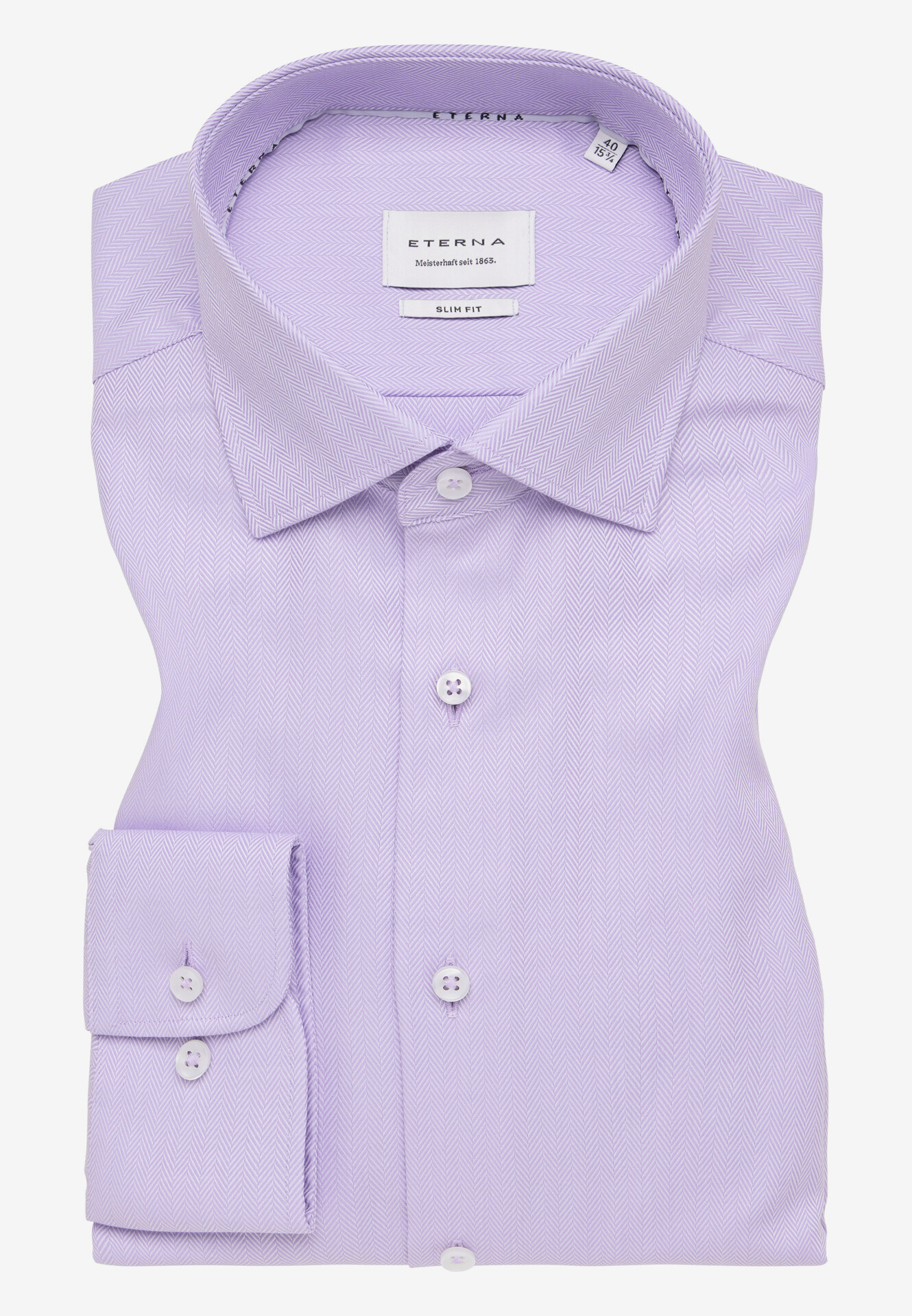 Luxusná pánska košeľa ETERNA Slim fit Herringbone fialová 100 % bavlna Non Iron