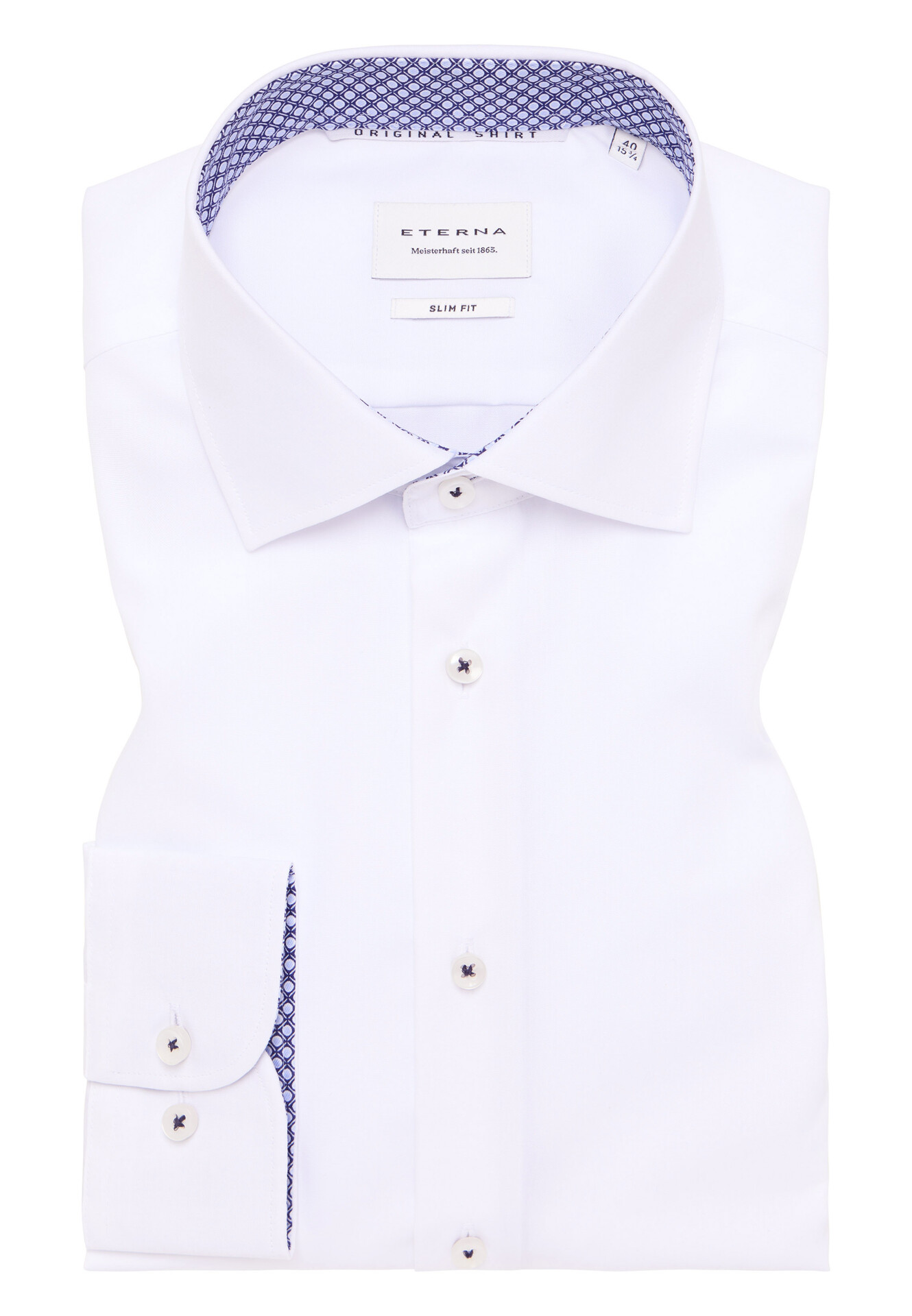 Pánska biela košeľa ETERNA Slim fit s kontrastom