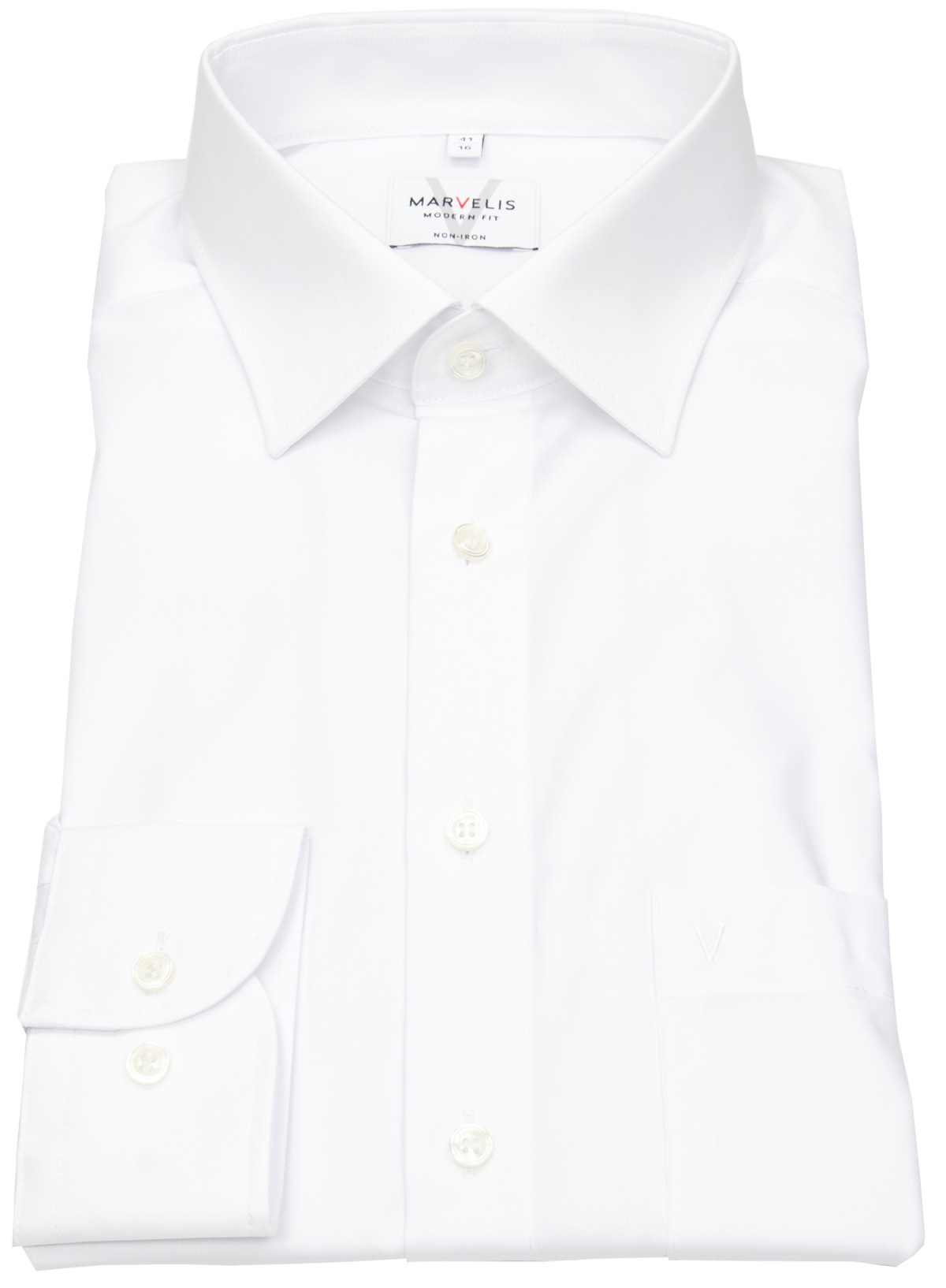 Marvelis Modern Fit pánska košeľa 100% popelín biela predĺžený rukáv