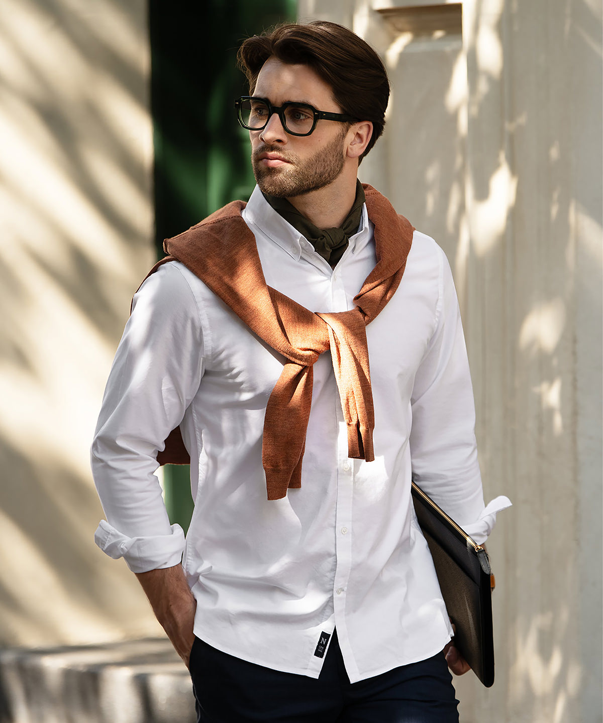 Klasická oxfordská košeľa s golierom na gombíky Rochester Slim Fit Nimbus