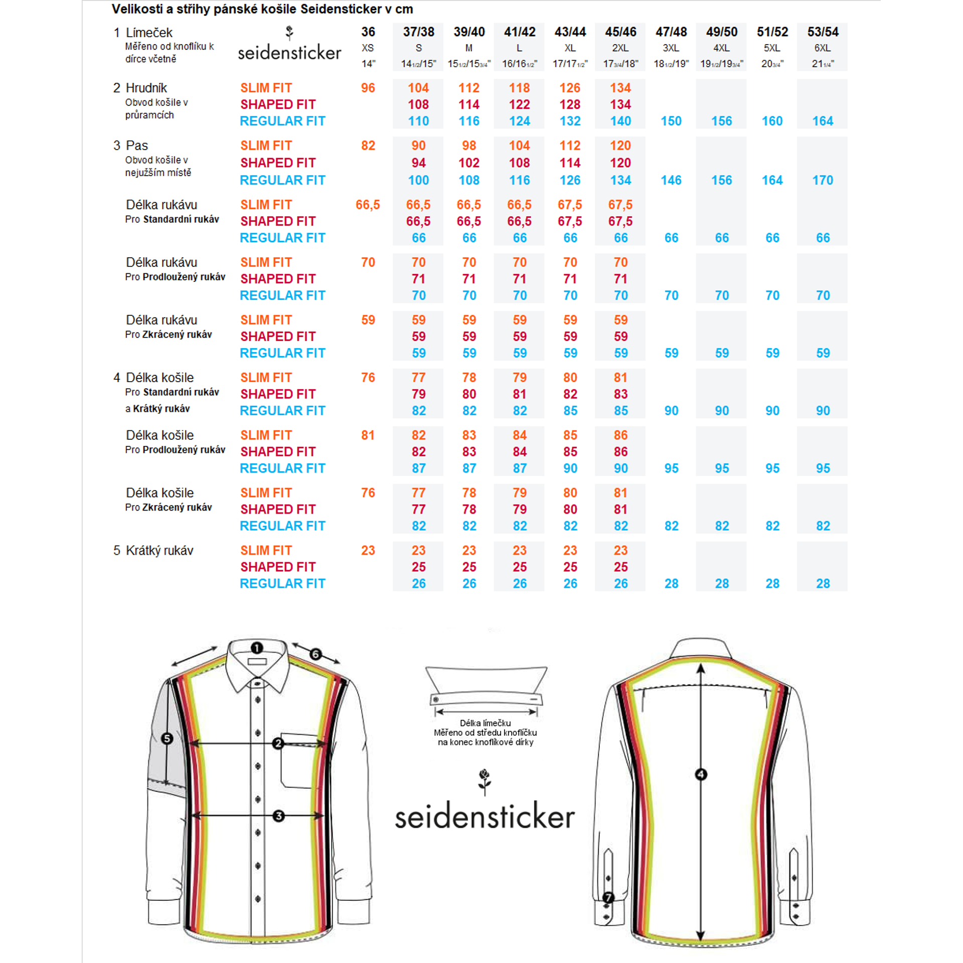 seidensticker tabulka velikosti