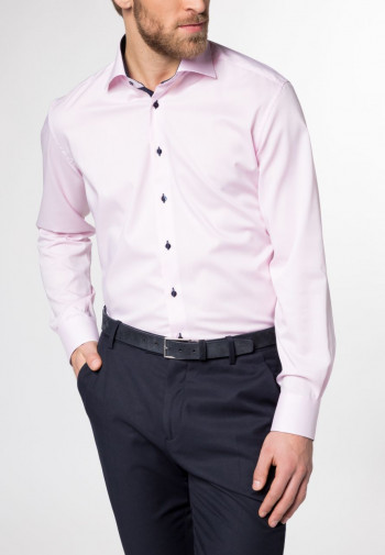 Ružová košeľa pánska ETERNA Modern Fit s farebným kontrastom smart casual