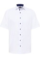 Pánska košeľa ETERNA Comfort Fit Royal Oxford biela s modrým kontrastom Non Iron - Krátky rukáv