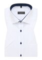 Pánska košeľa ETERNA Comfort Fit Royal Oxford biela s modrým kontrastom Non Iron - Krátky rukáv