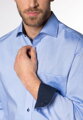 Pánska košeľa ETERNA Comfort Fit Royal Oxford modrá s navy kontrastom Non Iron - predľžený rukáv 68 cm