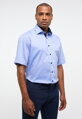 Pánska košeľa ETERNA Comfort Fit Royal Oxford modrá s modrým kontrastom Non Iron - Krátky rukáv