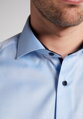 ETERNA Comfort Fit pánska košeľa modrá nie priesvitná s tmavo modrým kontrastom Non iron