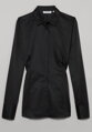 ETERNA Slim Fit dámska čierna cover blúzka dlhý rukáv rypsový keper 100% bavlna Easy Care