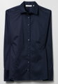 Saténová dámska košeľa tmavo modrá Navy dlhý rukáv ETERNA Modern Classic stretch bavlna Easy Iron