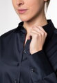 Saténová dámska košeľa tmavo modrá Navy dlhý rukáv ETERNA Modern Classic stretch bavlna Easy Iron