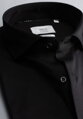 1863 BY ETERNA Jersey luxusná pletená pánska košeľa čierna Modern Fit super soft Easy Care