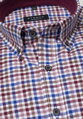 Flanelová košeľa pánska ETERNA Modern Fit károvaná vínovo modrá farba s kontrastom & button down golierom Non Iron 38