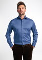 Pánska stretch sivo modrá elegantná košeľa s dlhým rukávom ETERNA Modern Fit Easy Iron