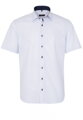 Pánska košeľa ETERNA Modern Fit svetlomodrá s navy kontrastom Non Iron krátky rukáv