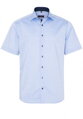 Pánska košeľa ETERNA Modern Fit Royal Oxford modrá s navy kontrastom Non Iron - Krátky rukáv