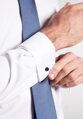 ETERNA Modern Fit biela nepresvitajúca košeľa dlhý rukáv Rypsový keper Non Iron 100% bavlna Francúzska manžeta Golier Shark Cover