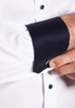 ETERNA Modern Fit pánska košeľa biela nie presvitajúca s tmavo modrým kontrastom Non iron Cover