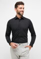ETERNA Slim Fit čierna košeľa pánska dlhý rukáv Popelín