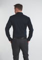 1863 BY ETERNA Jersey luxusná pletená pánska košeľa polnočná modrá Slim Fit super soft Easy Care