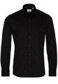 1863 BY ETERNA Jersey luxusná pletená pánska košeľa čierna Slim Fit super soft Easy Care