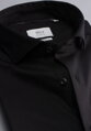 1863 BY ETERNA Jersey luxusná pletená pánska košeľa čierna Slim Fit super soft Easy Care
