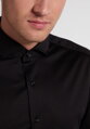 1863 BY ETERNA Jersey luxusná pletená pánska košeľa čierna Slim Fit super soft Easy Care