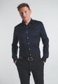 ETERNA Slim Fit pánska strečová košeľa formálna tmavo modrá Navy Easy Care