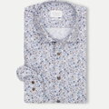 ETERNA Slim fit košeľa kvetinový motív hnedo modrá Non Iron