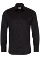 1863 BY ETERNA luxusná keprová košeľa čierna Slim Fit super soft Non Iron