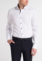 Pánska košeľa ETERNA Slim Fit Royal Oxford biela s modrým kontrastom Non Iron
