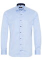 ETERNA Slim Fit pánska košeľa modrá nepriesvitná s tmavo modrým kontrastom Non iron