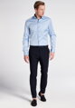 ETERNA Slim Fit pánska košeľa modrá nepriesvitná s tmavo modrým kontrastom Non iron