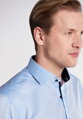 ETERNA Slim Fit pánska košeľa modrá nepriesvitná s tmavo modrým kontrastom Non iron