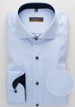 ETERNA Slim Fit pánska košeľa modrá nepriesvitná s tmavo modrým kontrastom Non iron