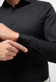 ETERNA Super Slim čierna nie presvitajúca košeľa dlhý rukáv Non Iron