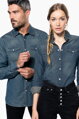 Dámska denim košeľa s dlhým rukávom