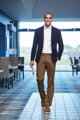Pánske nohavice elastické Chino Denver Classic fit Brook Taverner Bežná dĺžka 80 cm