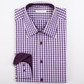 Fialová kockovaná košeľa pánska s kontrastom Casual SmartMen