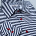 SmartMen pánska košeľa zvislý prúžik červené gombíky Non Iron Regular Fit