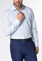 Moderní pánská košile světle modrá ETERNA dlouhý rukáv límec Kent nežehlivá úprava