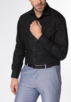 Košile černá pánská ETERNA Modern Fit dlouhý rukáv Popelín nežehlivá úprava